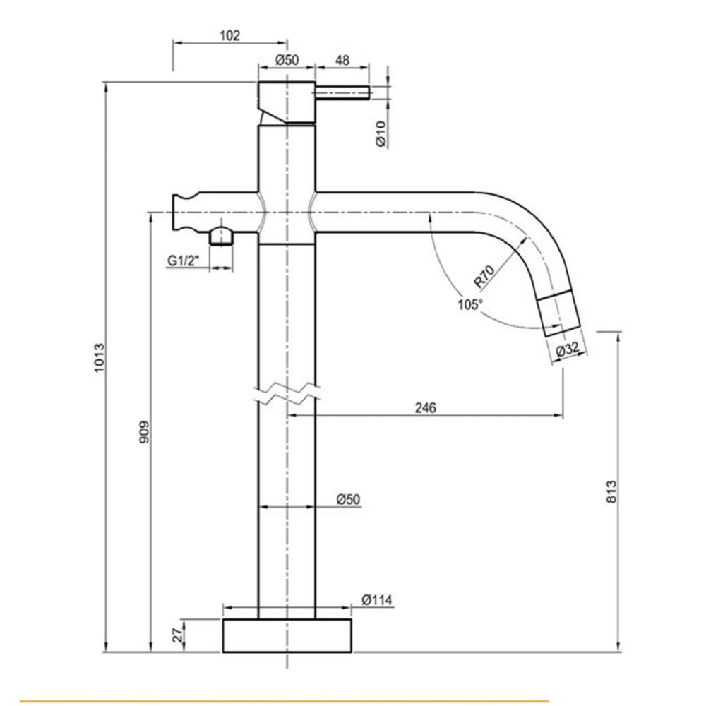Modern shower handset - Technical drawing