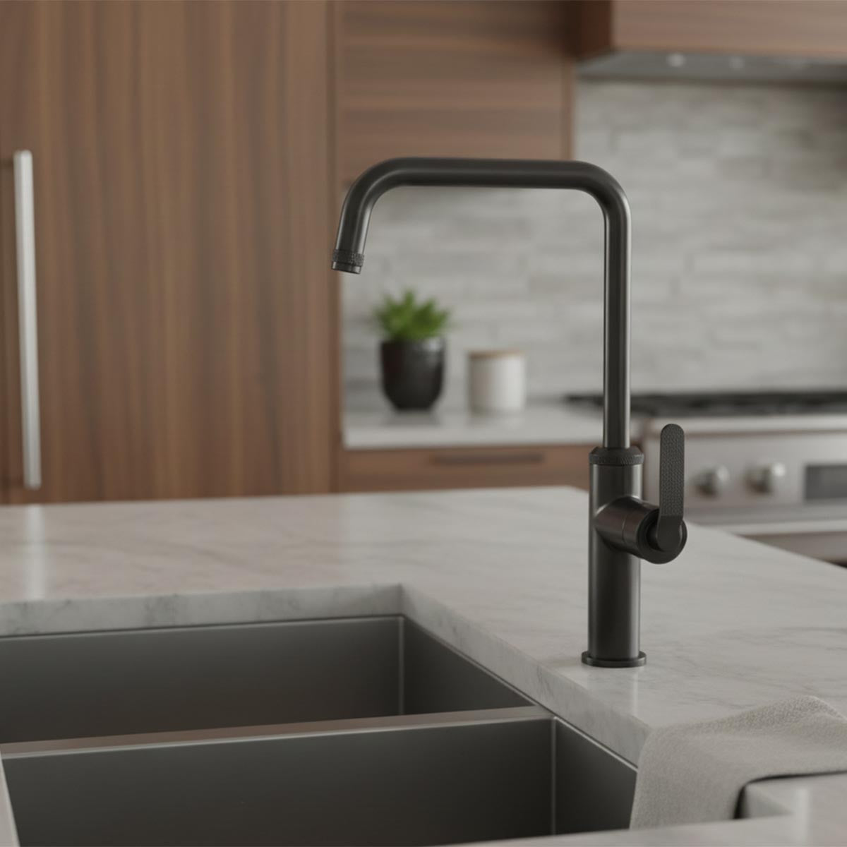 kitchen single lever mixer tap brushed black - Ireland