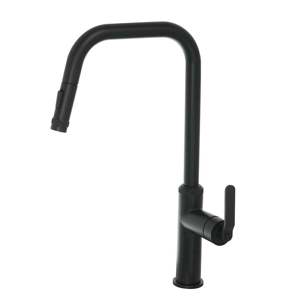 Black single lever kitchen tap