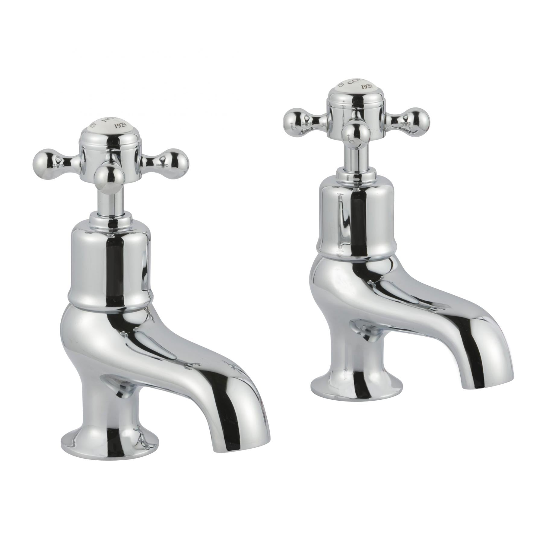 Bathroom pillar taps crosshead chrome finish installed