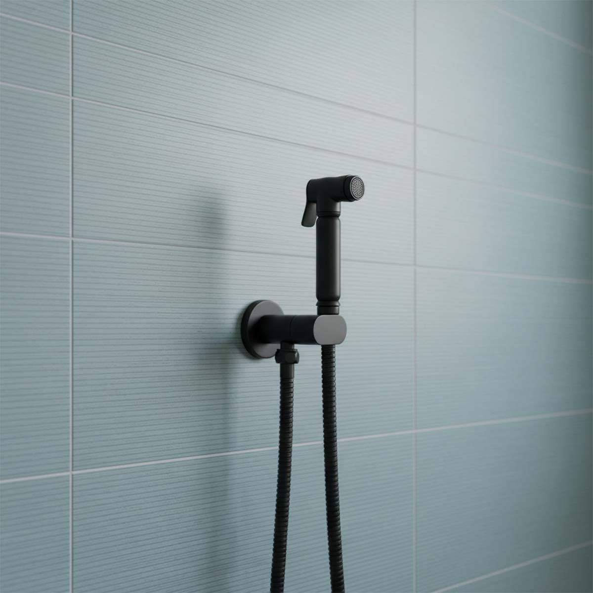 matt black douche shower kit wit shut off valve