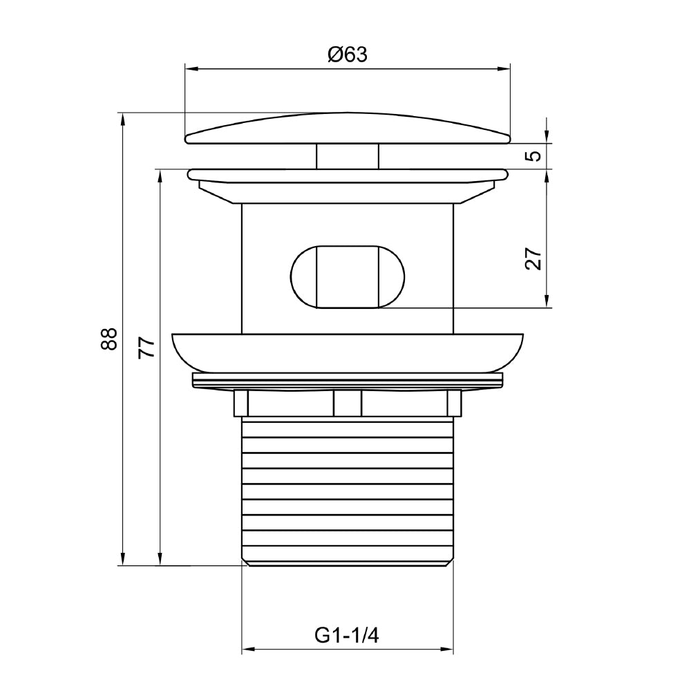 Brushed steel sink waste - Technnical drawing