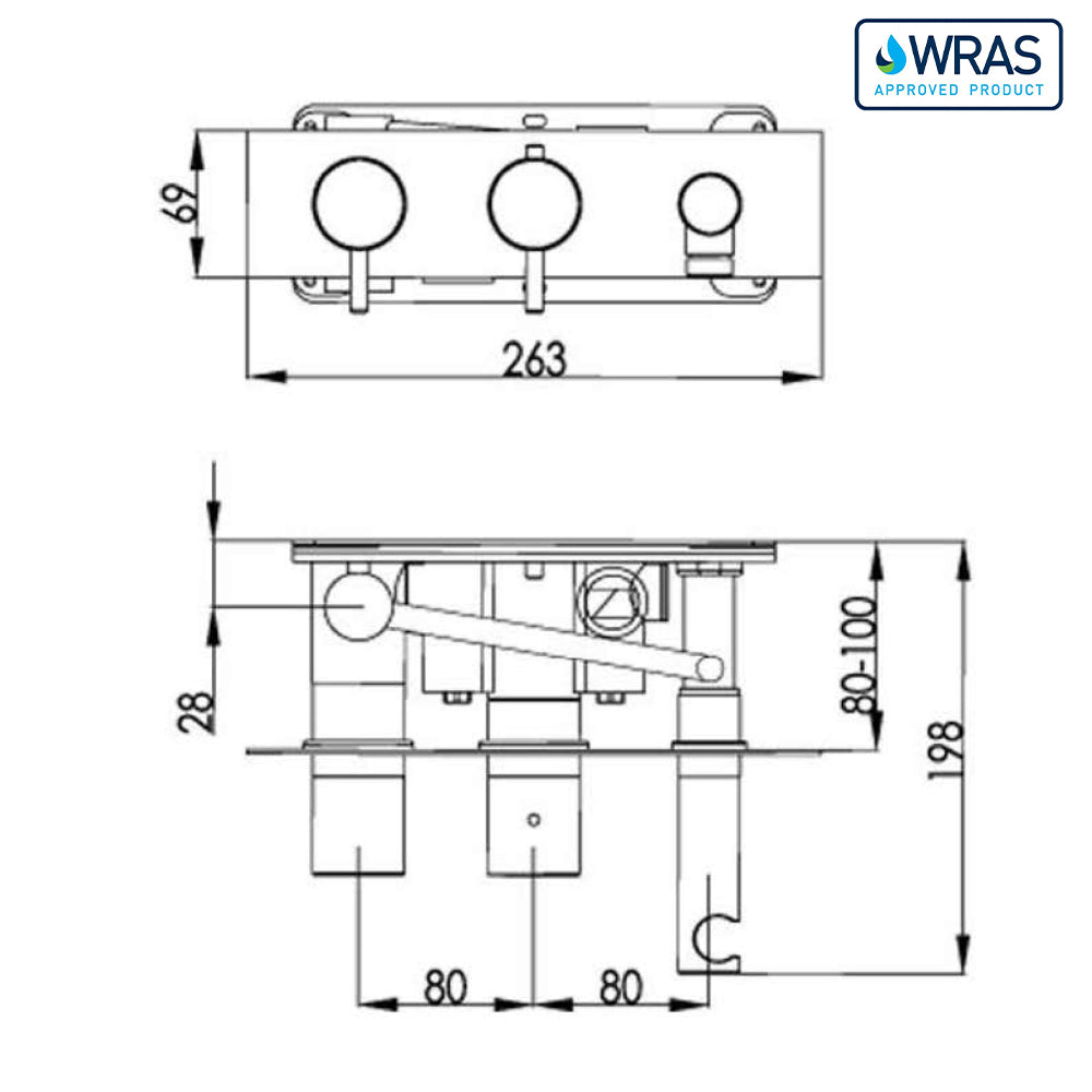 Thermostatic shower valve -Technical drawing