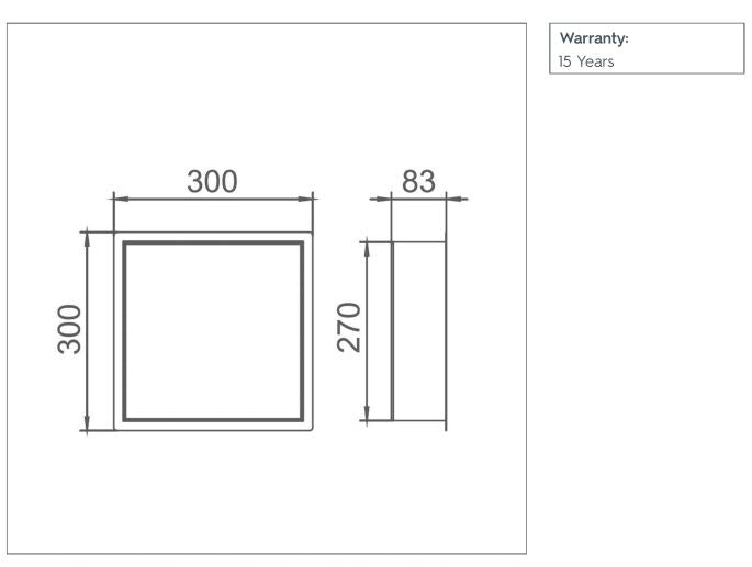 Bathroom niche chrome 300mm x 300mm