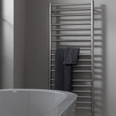 brushed stainless steel towel rail radiator dual fuel