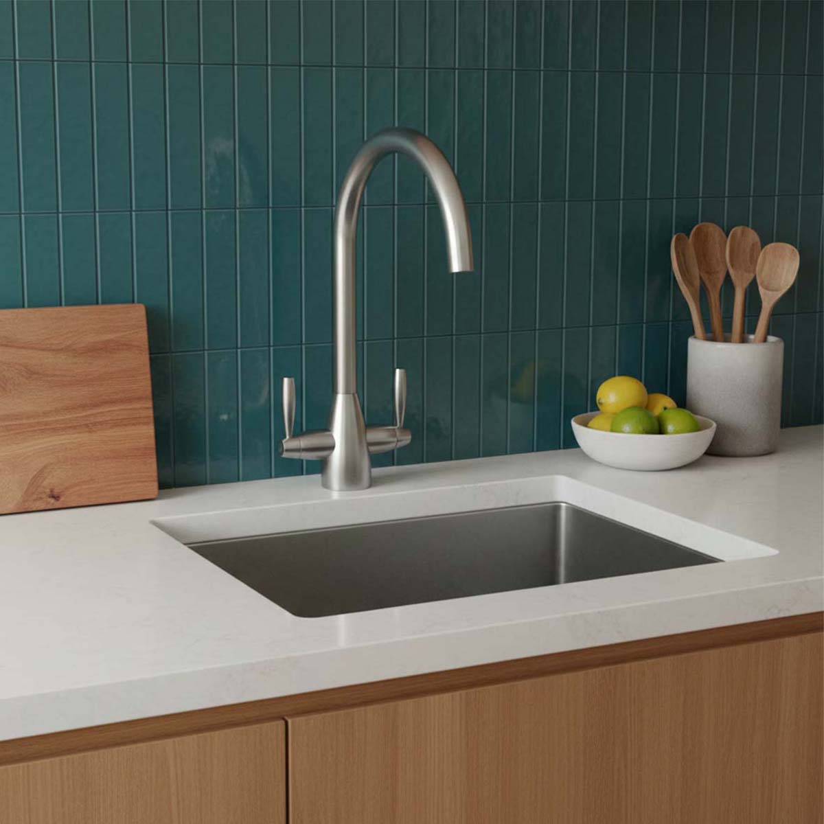 stainless steel dual lever kitchen tap in Ireland