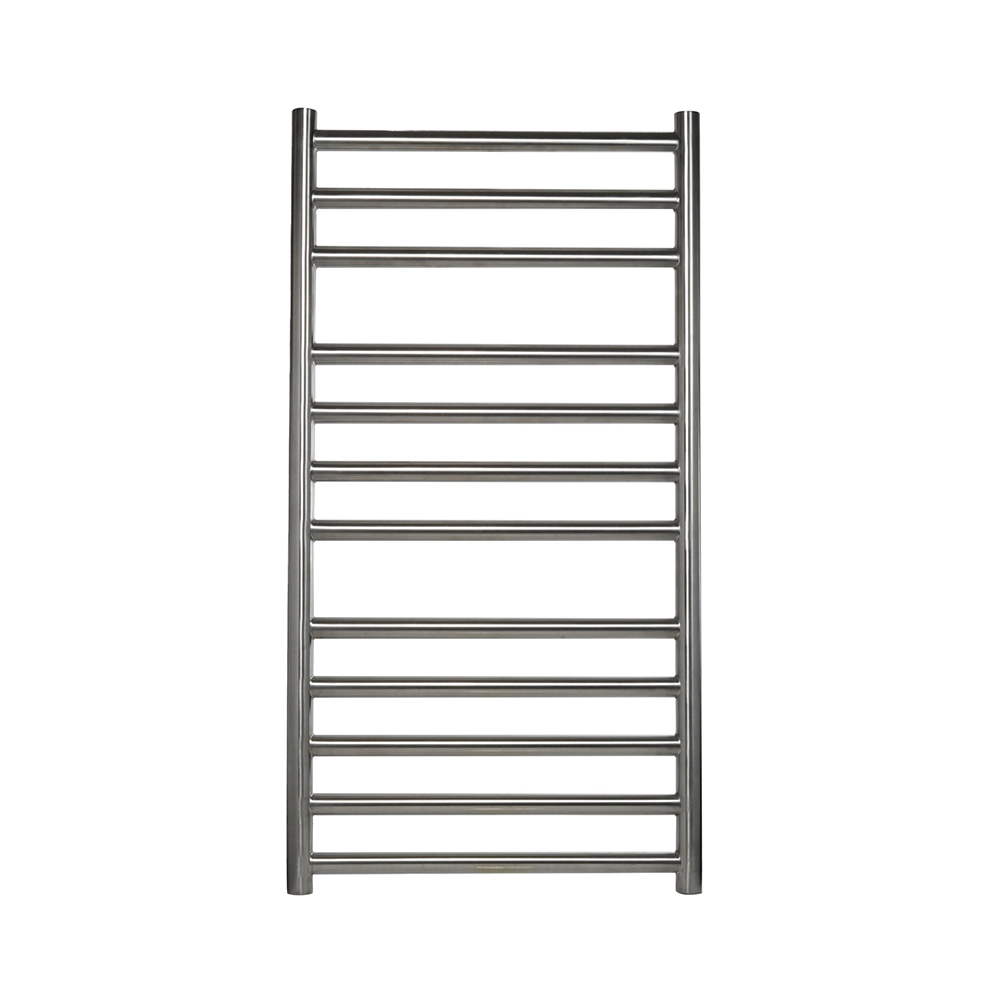 brushed stainless steel heated towel rail for bathroom