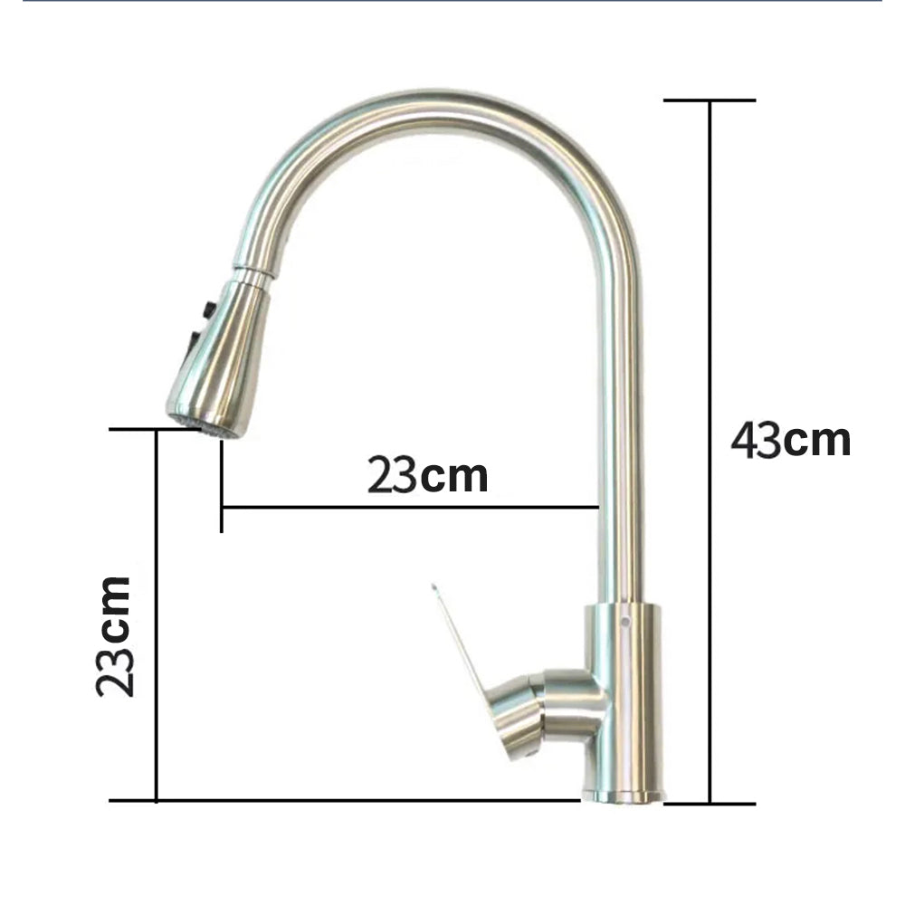 Brushed steel mono kitchen tap dimensions