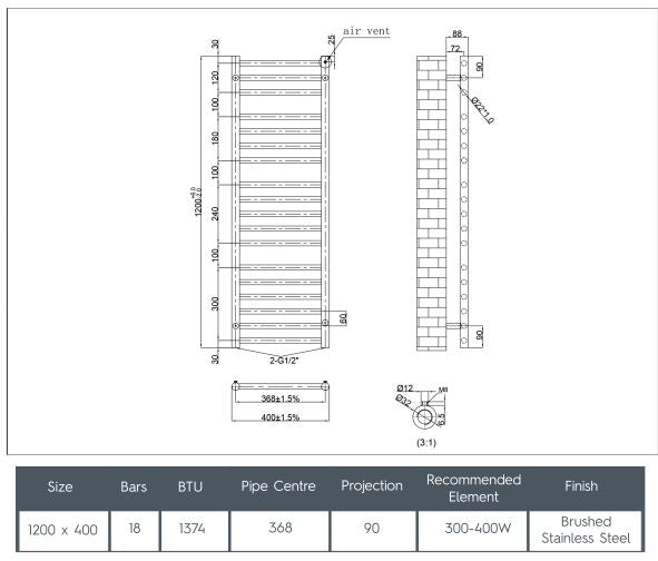 stainless steel towel radiator technical details