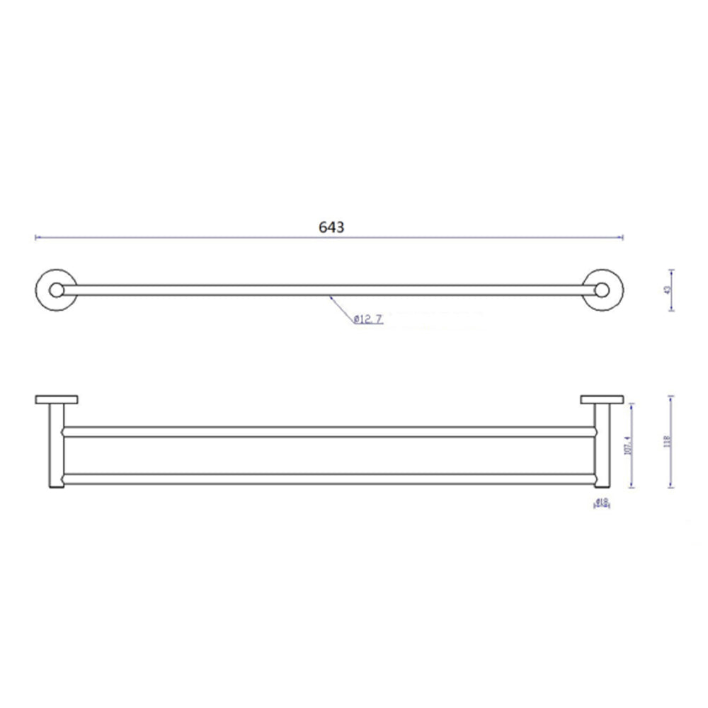 Steel towel rail - Technical drawing-tapron