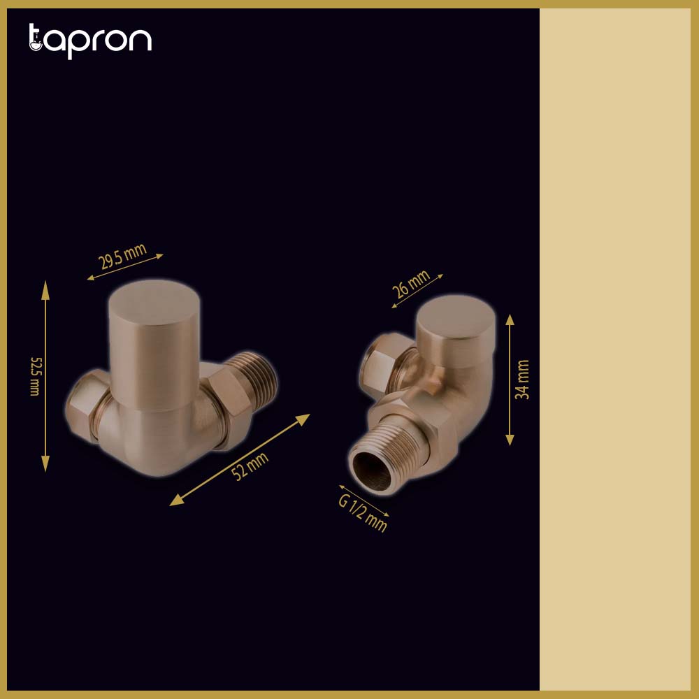 Brushed Bronze Corner Radiator Valves - Tapron