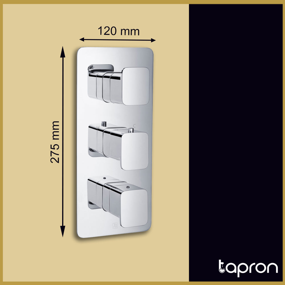 HIX Thermostatic Concealed 3 Outlet Shower Valve - Dimension
