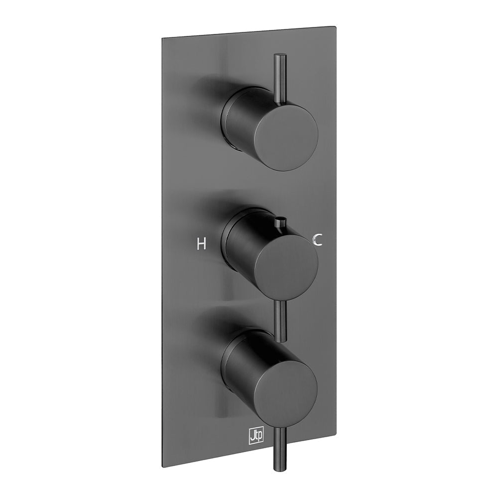 3 Outlet Thermostatic Concealed Valve Vertical Brushed Black-Tapron