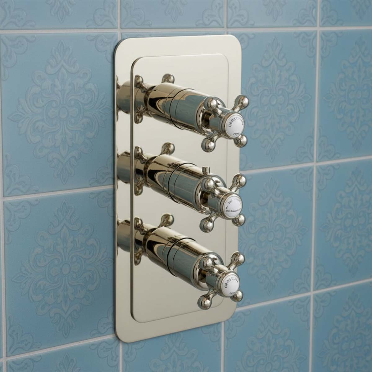 traditional Three Outlet Concealed Thermostatic Shower Valve - Nickel