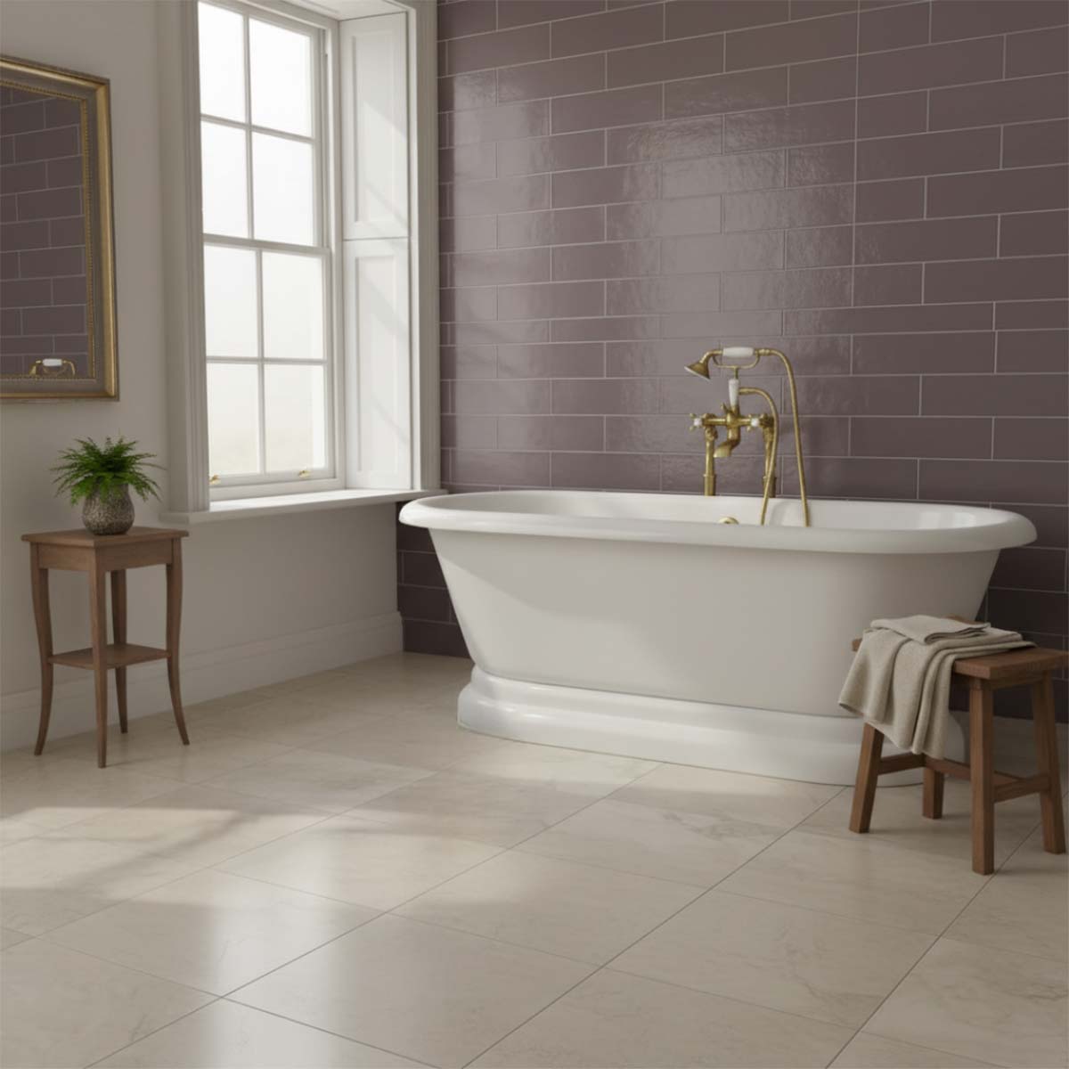 traditional brass floorstanding bath tap
