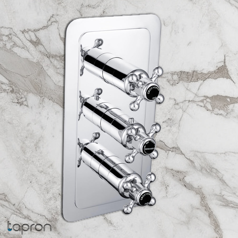 Traditional thermostatic shower valve for 2 outlet