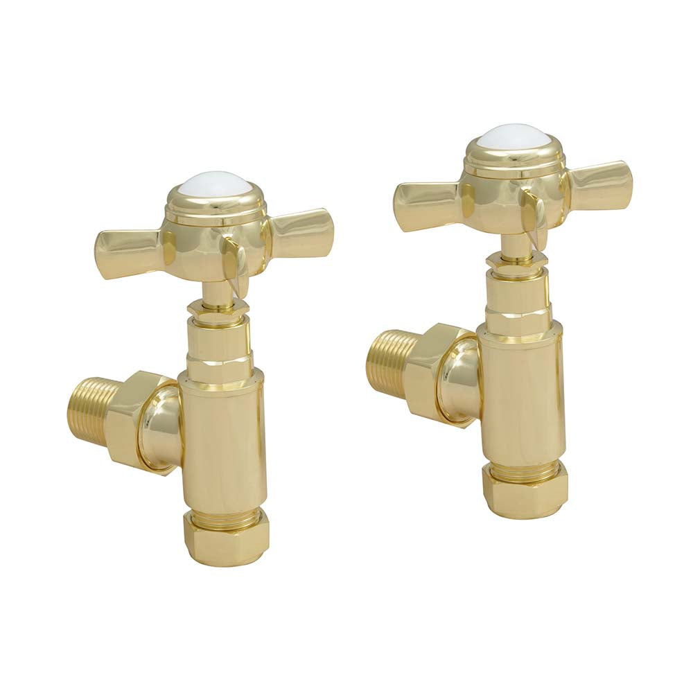 polished gold traditional towel rail radiator valves