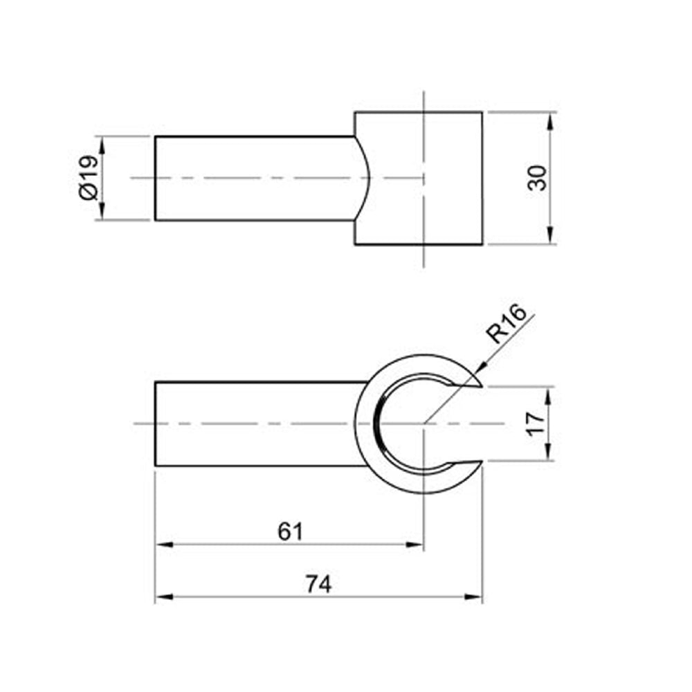Stainless steel wall bracket - Technical drawing-tapron