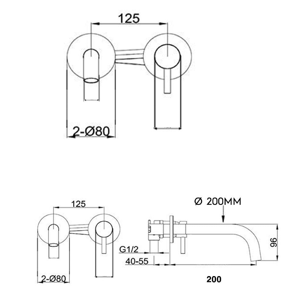 Modern bronze wall washbasin mixer tap