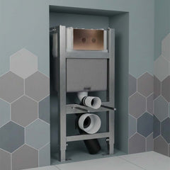 0.820m Concealed Toilet Cistern and Frame with Brushed Bronze Flush Plate