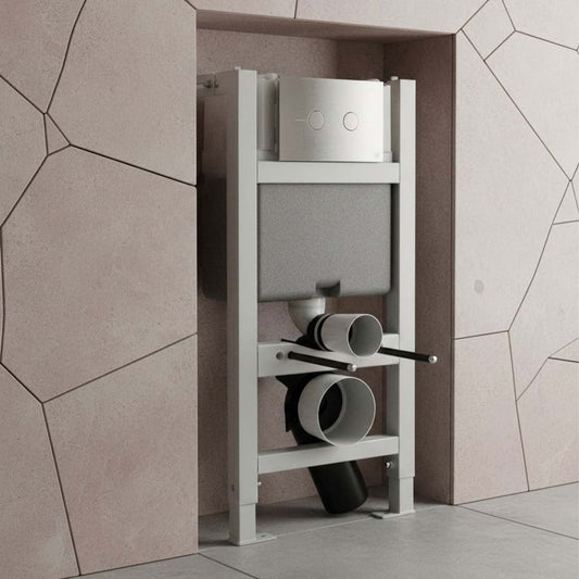 0.820m Concealed Toilet Cistern and Frame with Chrome Flush Plate 1200
