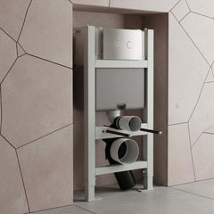 0.820m Concealed Toilet Cistern and Frame with Chrome Flush Plate