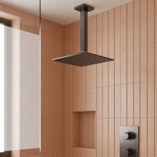 150mm black ceiling shower arm 1200
