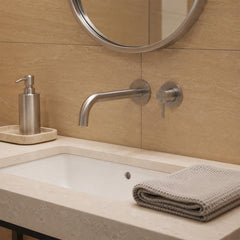 2-Hole Wall-Mounted Single Lever Basin Mixer Tap - Stainless Steel