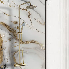 Gold Bath Shower Mixer Rigid Riser Shower Kit - Brushed Brass Finish