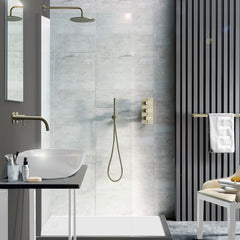 Gold thermostatic shower valve 2 outlet
