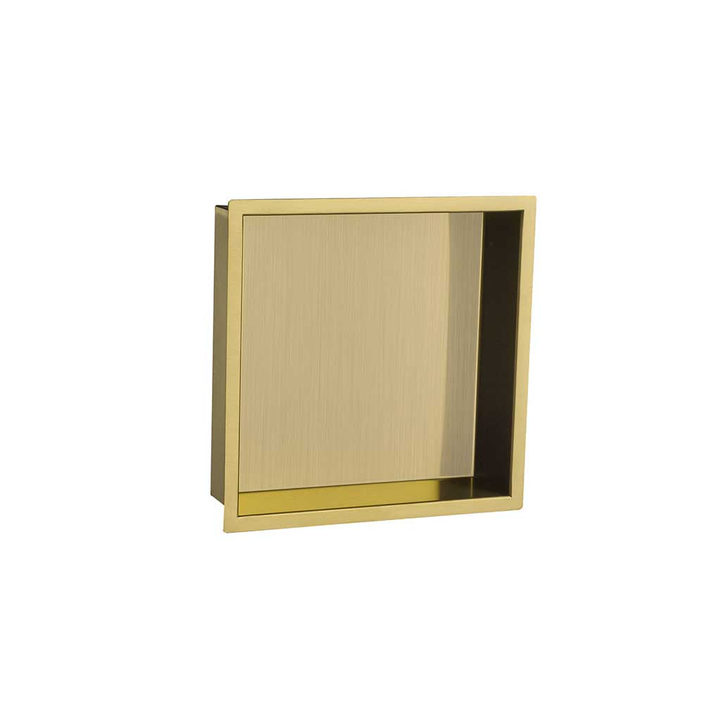 Square brushed gold shower niche