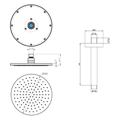 Ceiling mounted shower arm - Technical drawing
