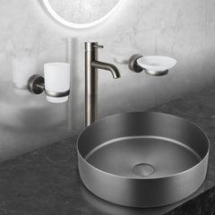 Black round vessel sink tap