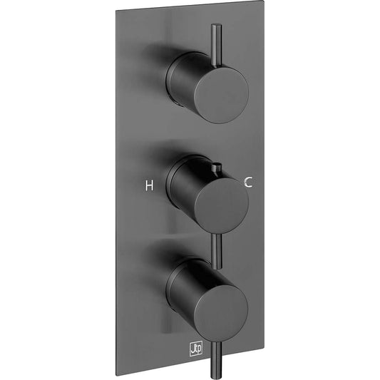 Thermostatic concealed 2 outlet shower valve brushed black 1000