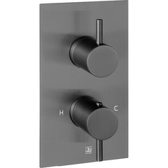 2 Outlet Concealed Thermostatic Bath and Shower Valve - Brushed Black