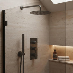 2 Outlet Concealed Thermostatic Shower Set - Brushed Black