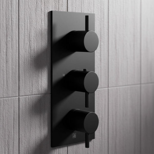  2 Outlet Thermostatic Concealed Shower Valve - Matt Black 1200