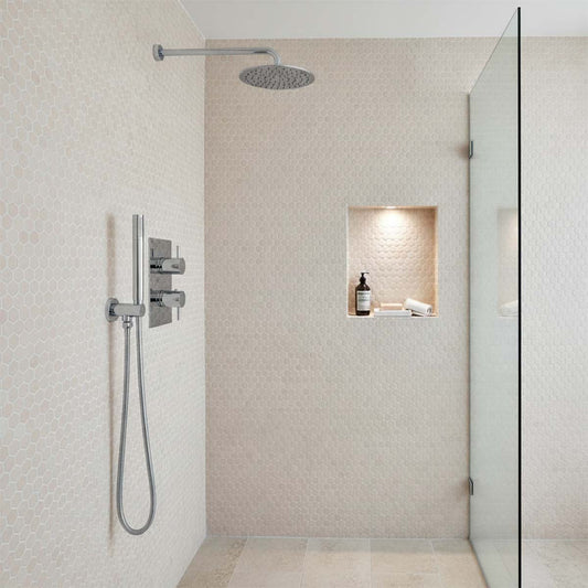 2 Outlet concealed shower valve with shower head and handset - chrome 1200