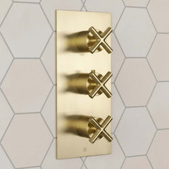 2 Outlets Concealed thermostatic shower valve brushed brass