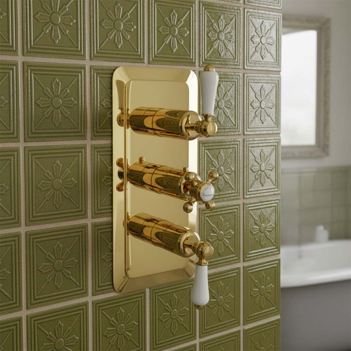2 Way Concealed Thermostatic Shower Mixer Valve - Gold