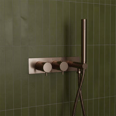 2 Way Concealed Thermostatic Shower Valve with Handset - Brushed Bronze