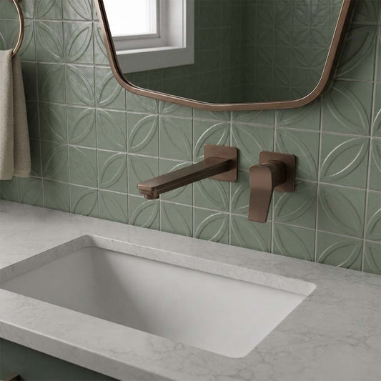 2 hole basin mixer tap wall mounted - bronze  1200