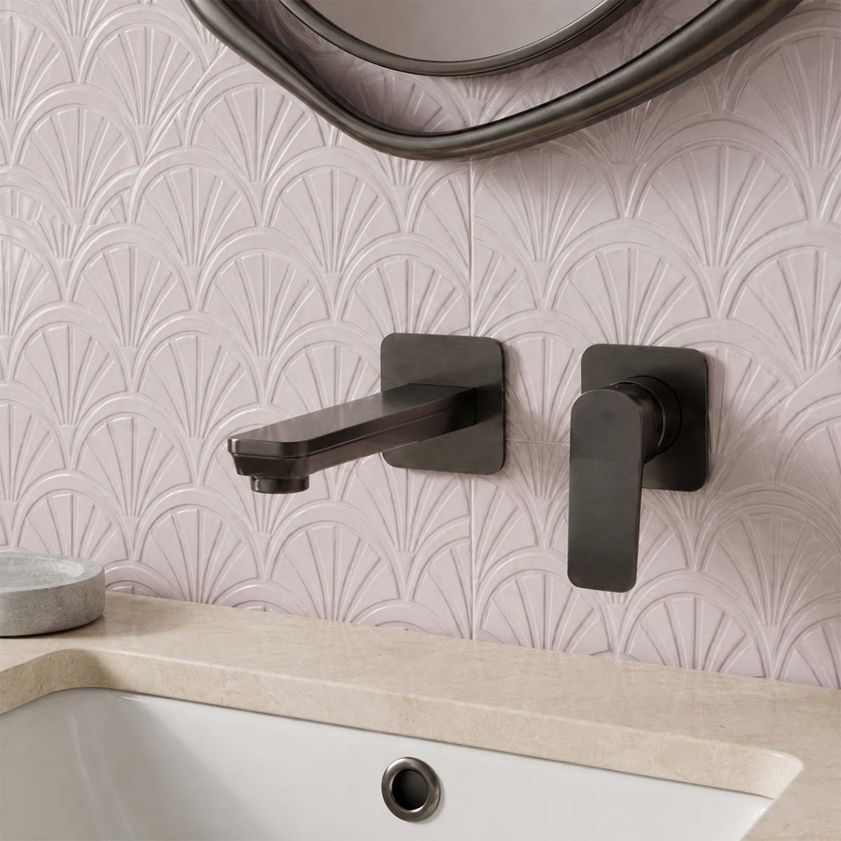 2 hole basin tap wall mounted - black 