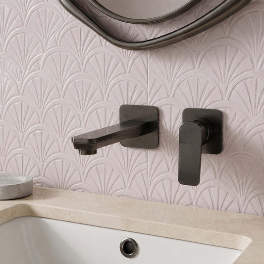 2 hole basin tap wall mounted - black  1200