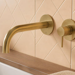 2 hole basin tap with lever control  - brushed brass