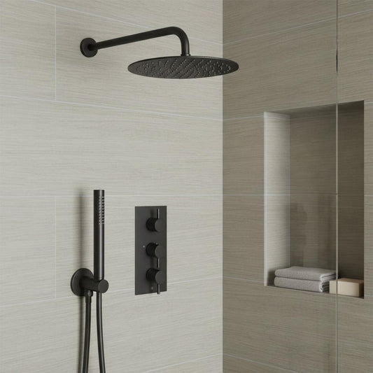 2 outlet shower system matt black  1200