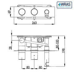 Bronze shower valve - Technical drawing