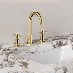 Traditional brass 3-hole deck-mounted basin tap
