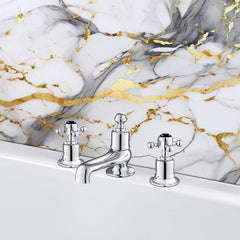 Polished chrome 3-hole bath mixer tap