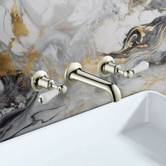 Brushed nickel traditional 3-hole basin mixer tap
